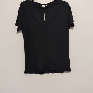 NWT Gap Size XS Oversized Black Ribbed Short Sleeve T-Shirt Tee